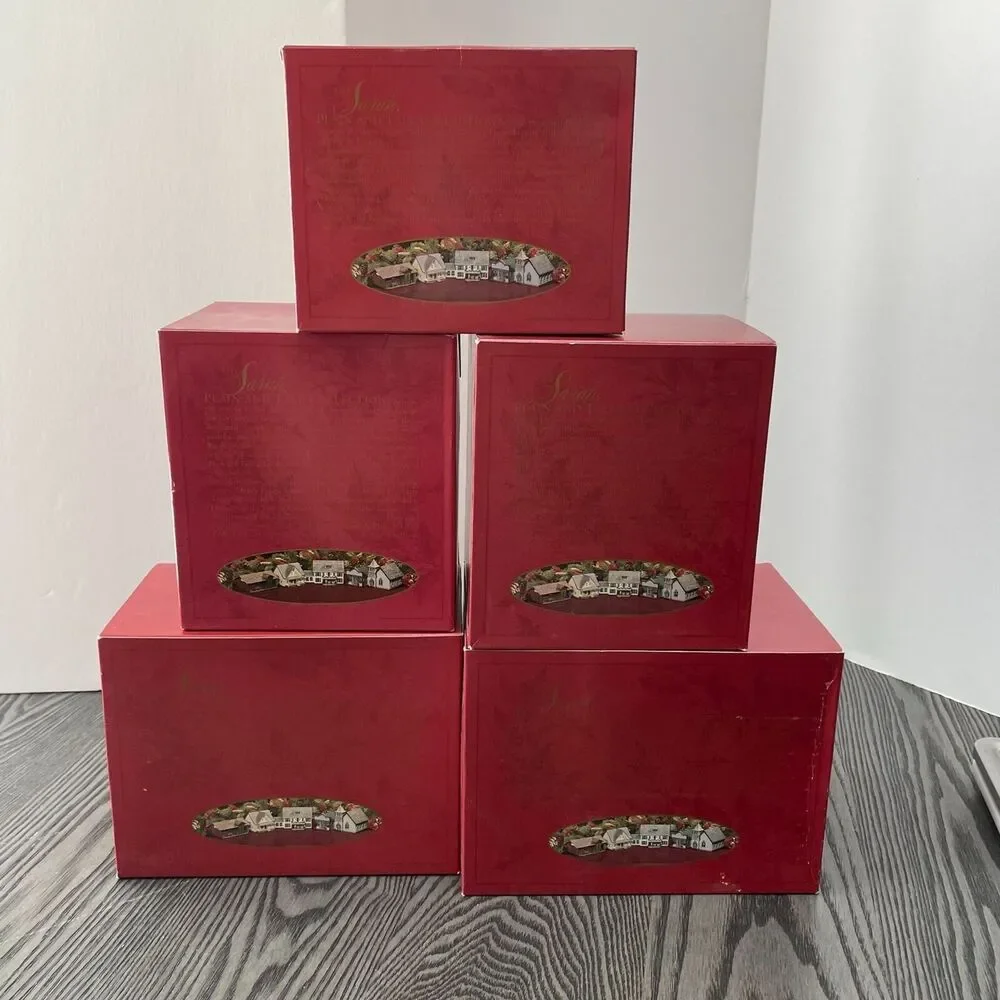 Vintage Hallmark Sarah Plain and Tall Lot of 5 Houses Christmas Holiday Open Box